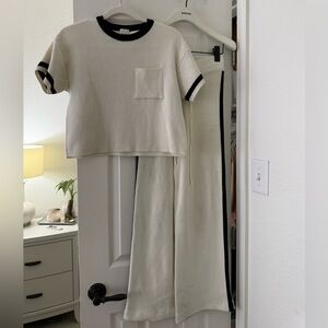 Anthropologie Maeve Black and Cream Knit Set